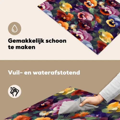 Viooltjes - Kleuren - Bloemblaadjes Inductie beschemer met haakjes klein 777 -ky-schoon-nl