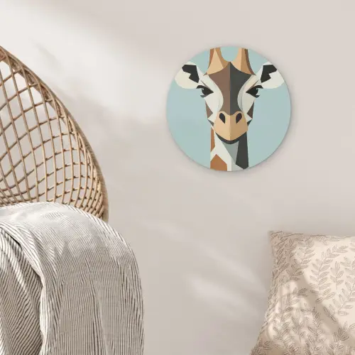 Giraffe - Illustratie - Bruin - Minimalistisch Akoestische PET Vilt - Rond klein -sfeer4
