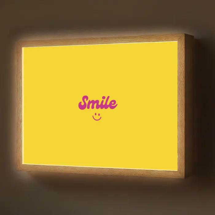 Smile - Geel - Roze Light Box met batterij (Wandlamp) middel -z3d_website