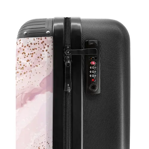 Marmer - Glinsterende Roze Marmerstrepen NBS - Handbagage koffer - Kinderen Unisex middel -slot