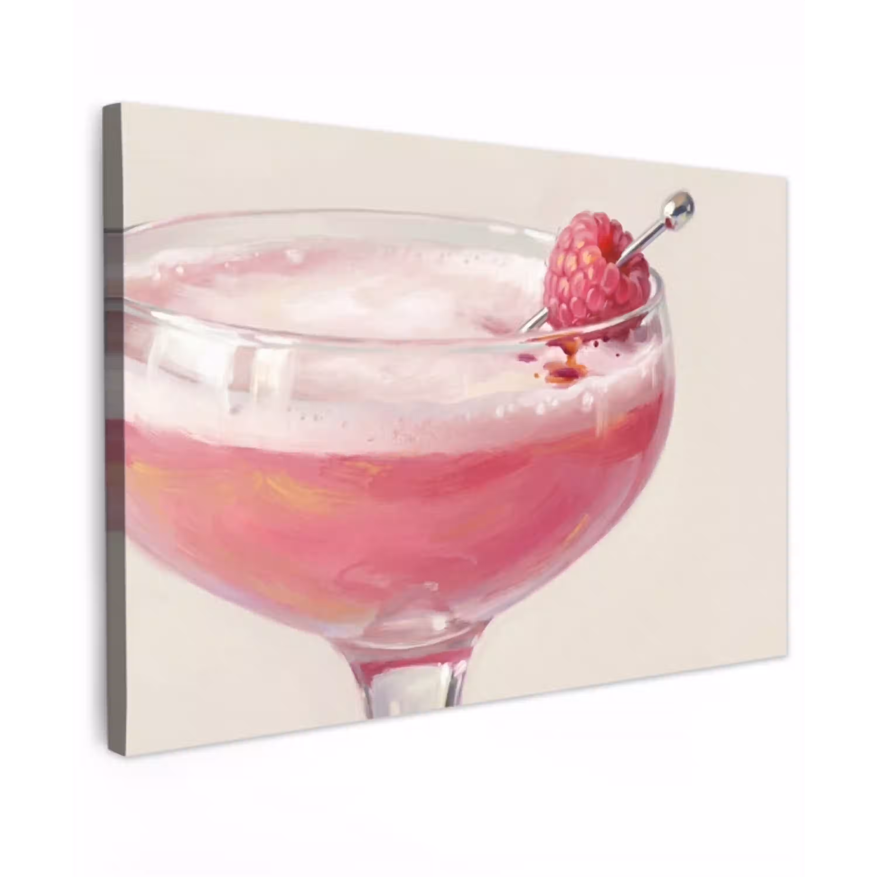 Cocktail - Framboos - Drank - Modern - Roze canvas 2cm klein -z3d