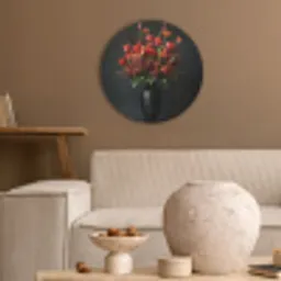 Boeket - Tulpen - Vaas - Rood Akoestische PET Vilt - Rond klein -sfeer1