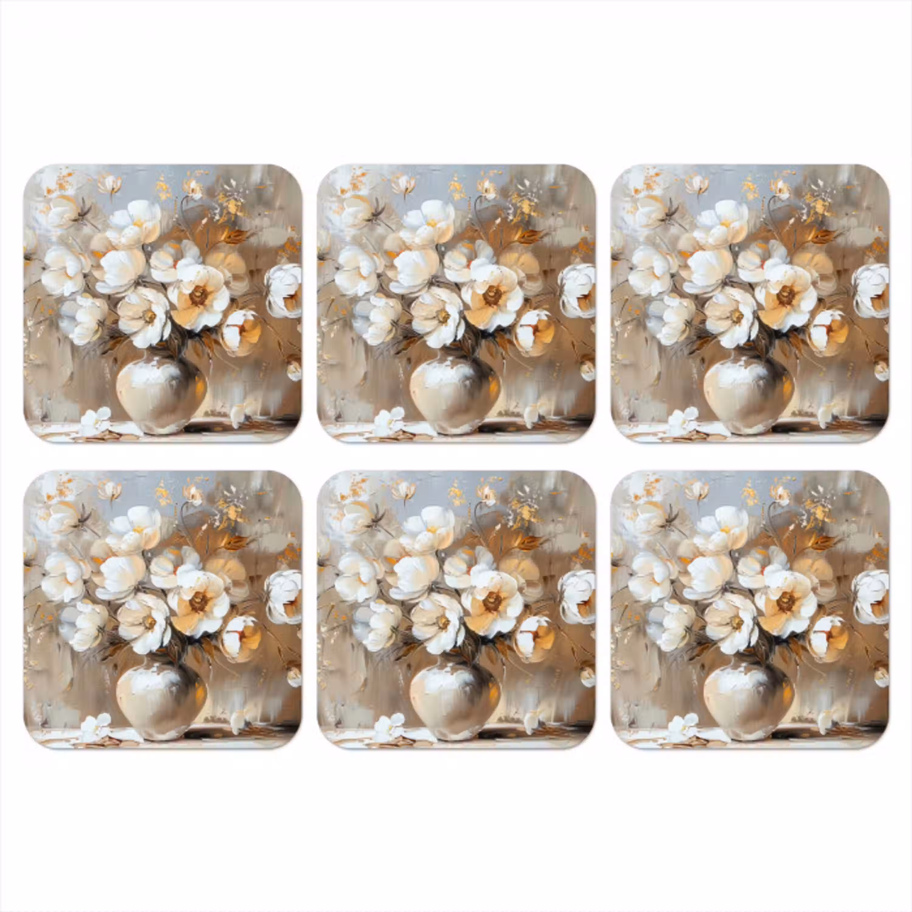 Vaas - Bloemen - Kunst - Goud onderzetter kurk middel -3d