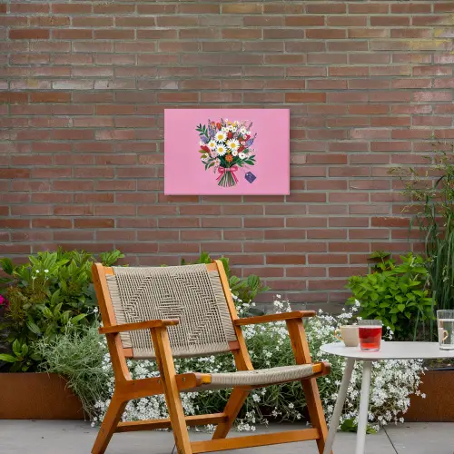 Bloemen - Quote - Kaartje - Kleurrijk Tuinposter op houten frame 2 cm dik klein -sfeer3