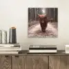 Schotse hooglander - Bos - Koe - Dieren - Natuur aluminium wit klein -sfeer1