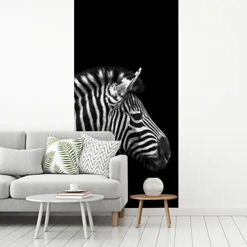 Zebra - Zwart - Wit - Portret - Dieren fotobehang vinyl groot -woonkamer