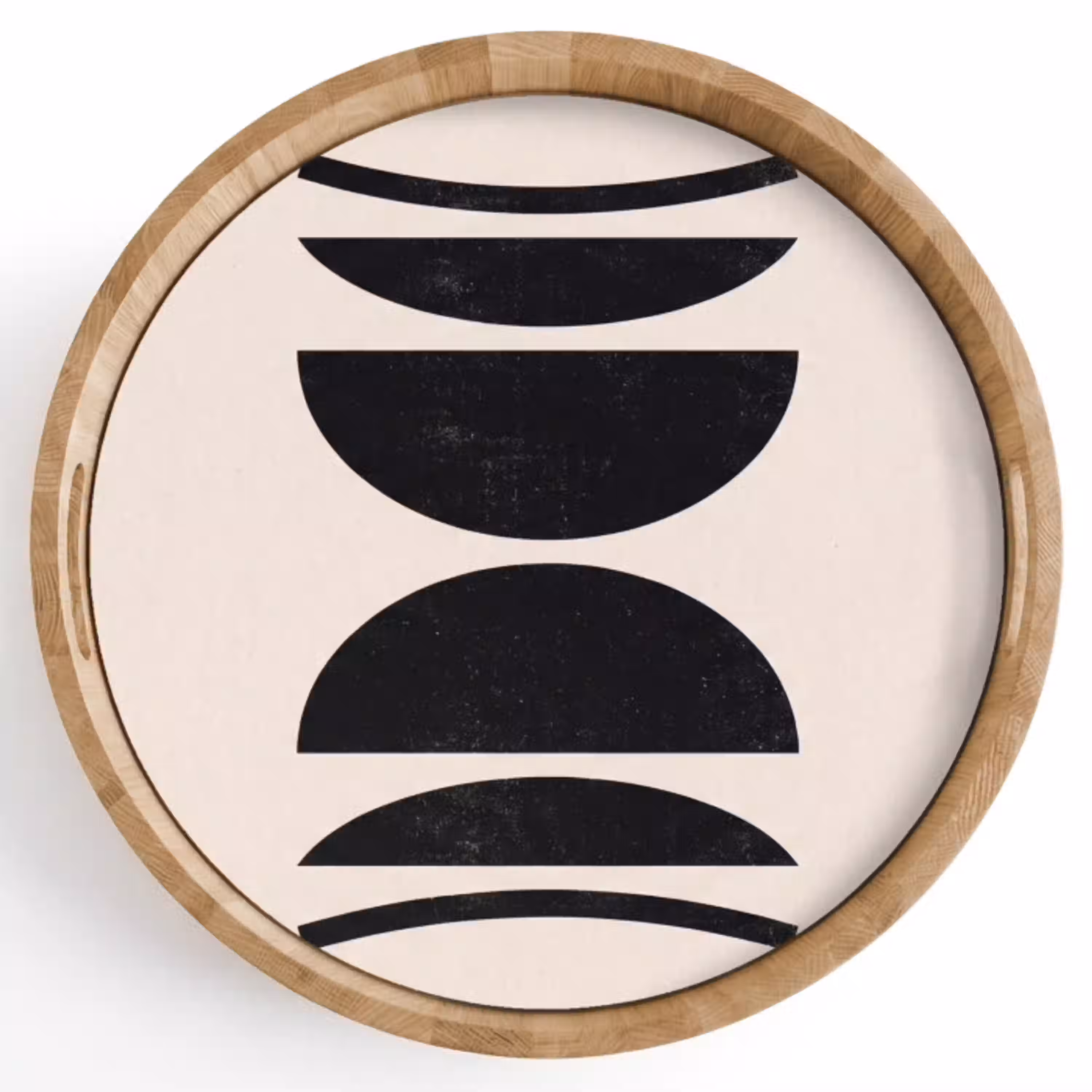 Abstract - Vormen - Zwart Dienblad Rond middel -z3d_shopping