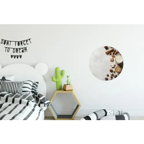 Winter - Kerst - Specerijen - Wit Wandcirkel aluminium klein -kinderkamer