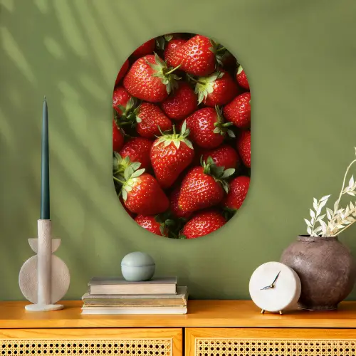 Aardbei - Fruit - Rood Wandcirkel Ovaal Forex klein -sfeer2
