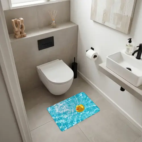 Badeend - Dobberen - Blauw WCmat klein -sfeer1