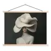 Modern - Vrouw - Hoed textielposter latten blank klein -3d