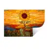 Zonnebloem - Mozaïek - Zonsondergang - Geel Muursticker klein -3d