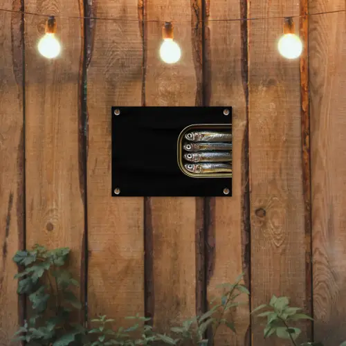 Sardines - Blik - Zwart - Vissen tuinposter los doek klein -sfeer1