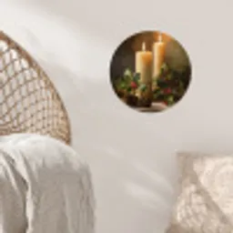 Kaarslicht - Kerst - Veelkleurig Wandcirkel behangsticker klein -sfeer4