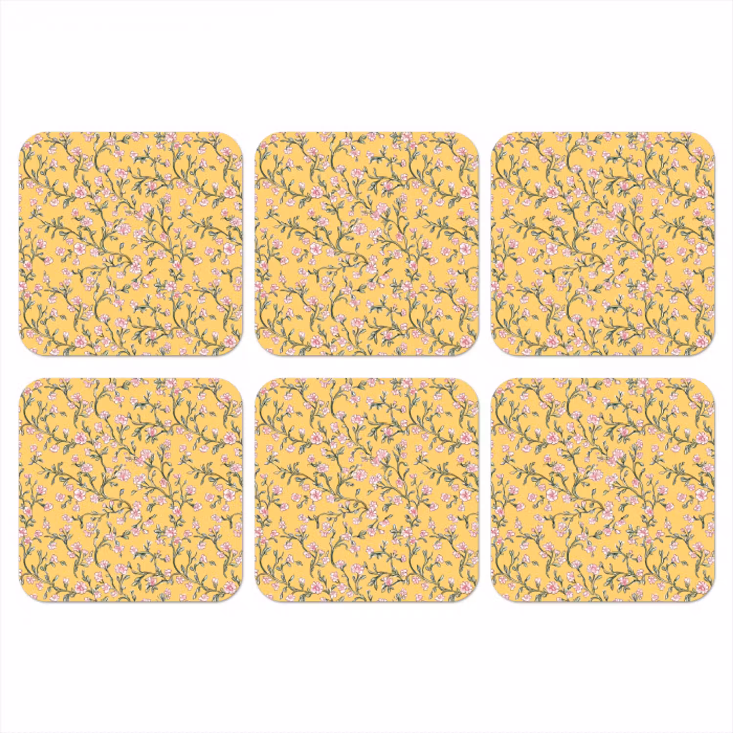 Bloemen - Motief - Geel onderzetter kurk middel 366 -3d