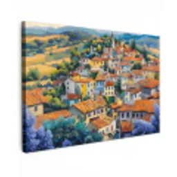 Dorp - Heuvels - Landschap - Bomen Tuinposter op houten frame 2 cm dik klein -3d