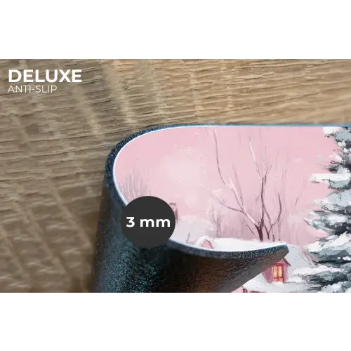 Kerstdorp - Roze - Winter - Sneeuw - Huizen Placemat vinyl groot -closeup
