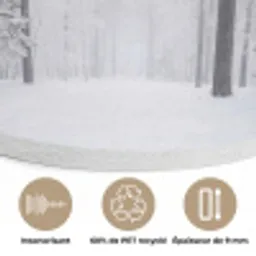 Bos - Sneeuw - Pad - Winter - Stilte Akoestische PET Vilt - Rond klein -closeup_FR