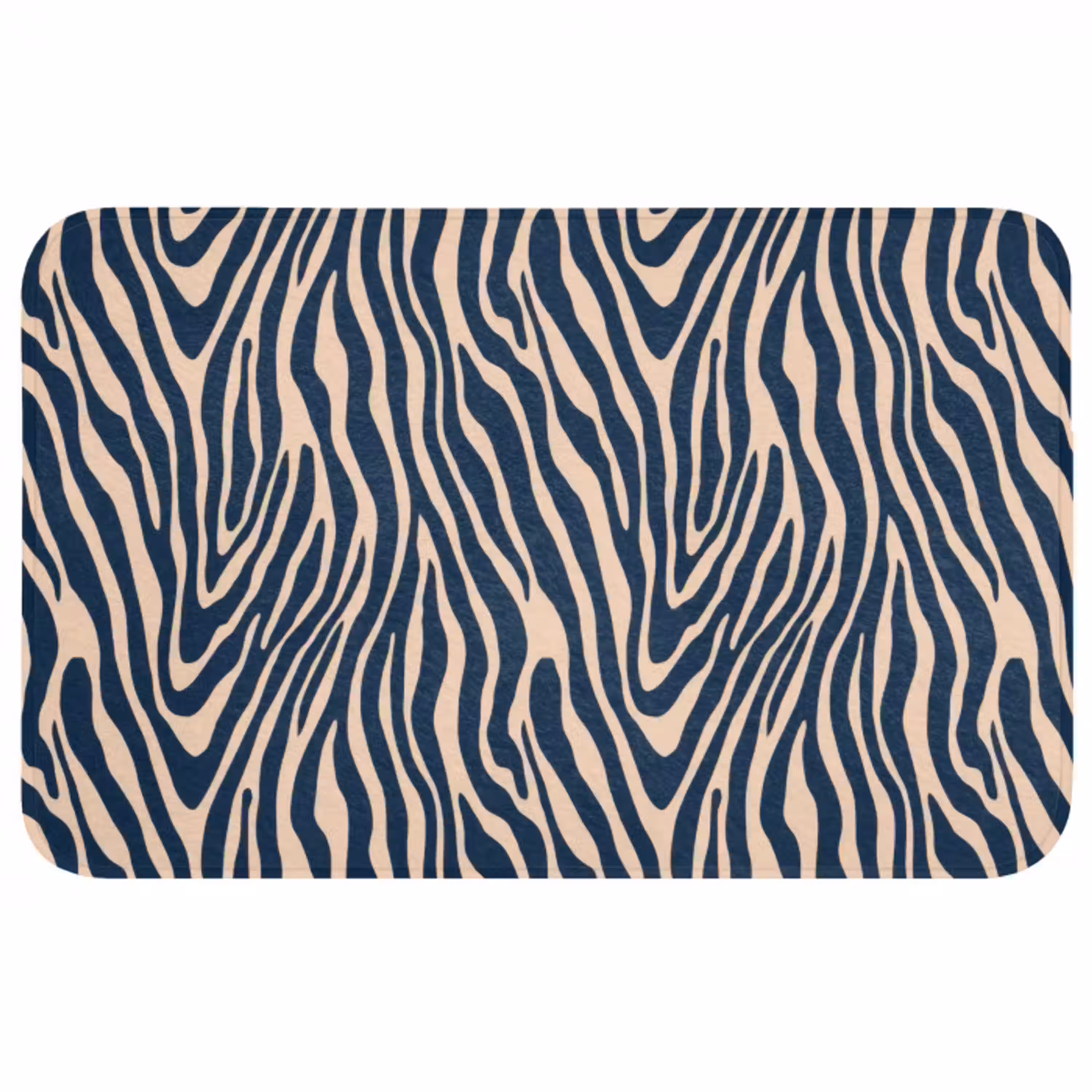 Zebra - Patroon - Blauw - Beige Badmat middel 997 -3d
