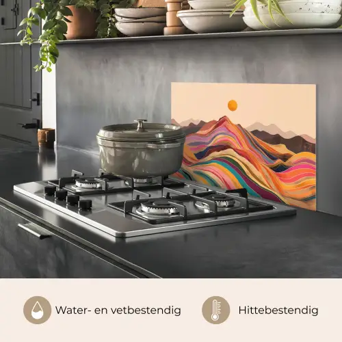 Zon - Kleurrijk landschap - Bergen keuken achterwand spatscherm klein -usp_NL