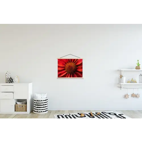 Close up - Bloem- Rood textielposter latten blank klein -kinderkamer