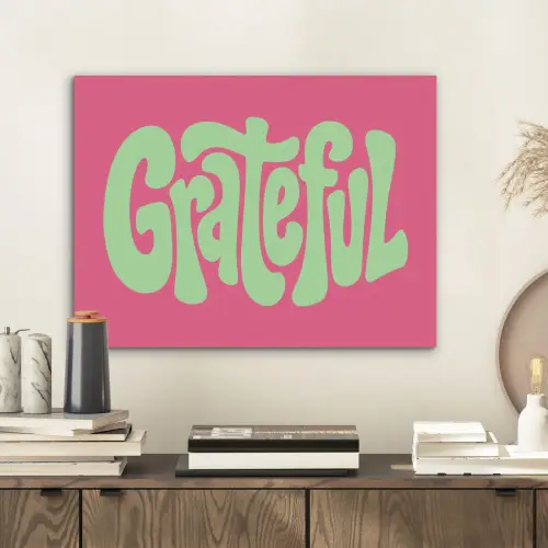 Grateful - Groen - Grafisch - Vloeiend PET vilt klein -sfeer1