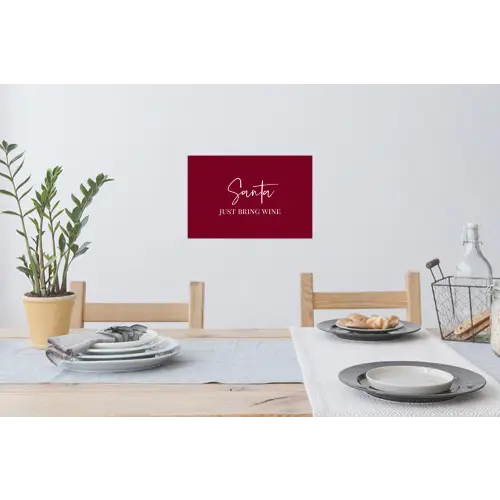 Santa - Wine - Rood - Kerst - Kerstman Muursticker klein -eettafel