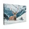 Hert - Landschap - Winter - Natuur - Dieren - Bergen Tuinposter op houten frame 2 cm dik klein -3d