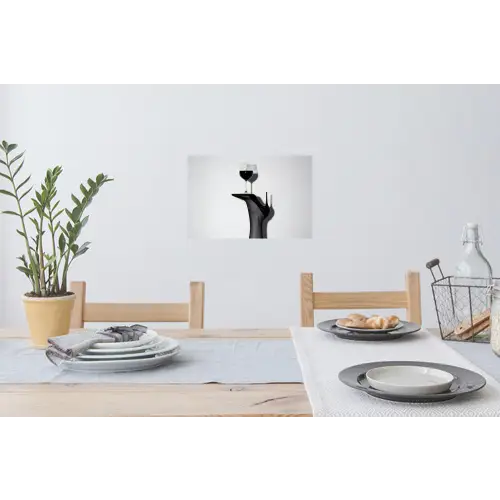 Hak - Wijn - Minimalistisch - Zwart Muursticker klein -eettafel