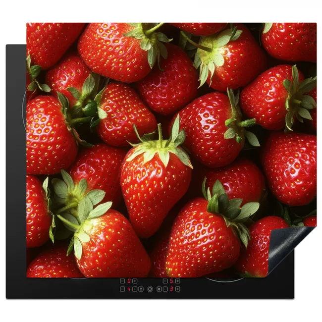 Aardbei - Fruit - Rood Inductie beschermer vinyl 3mm middel -3d