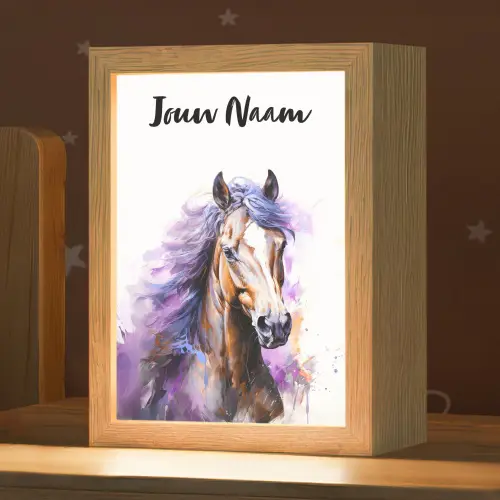 Paard - Dieren - Meiden - Paars - Bruin Light Box met kabel (Kinderlampje) klein -zzz_3d_website