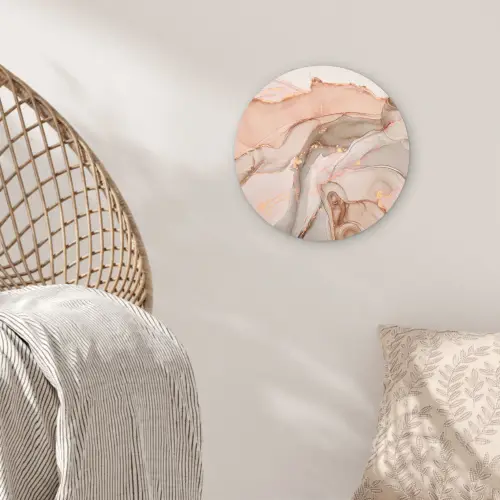 Marmer - Roze - Rosé Wandcirkel kunststof plaat 5mm dik klein -sfeer5