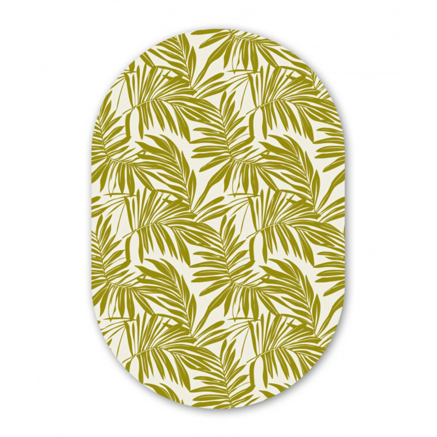 Palmblad - Patroon - Groen Wandcirkel Ovaal Forex klein 630 -3d