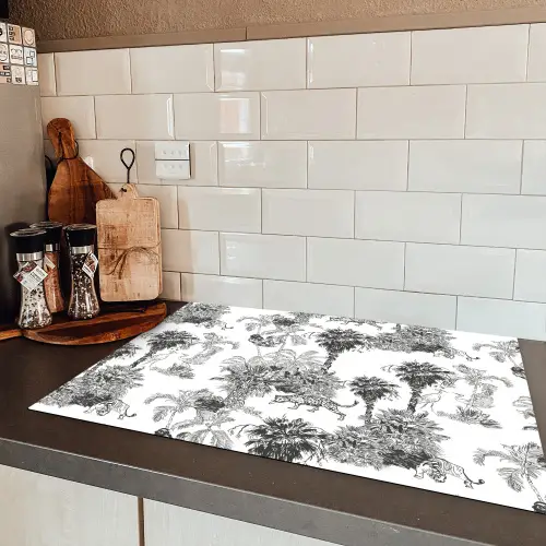 Jungle - Dieren - Grijs Inductie beschermer vinyl 3mm klein 276 -sfeer3