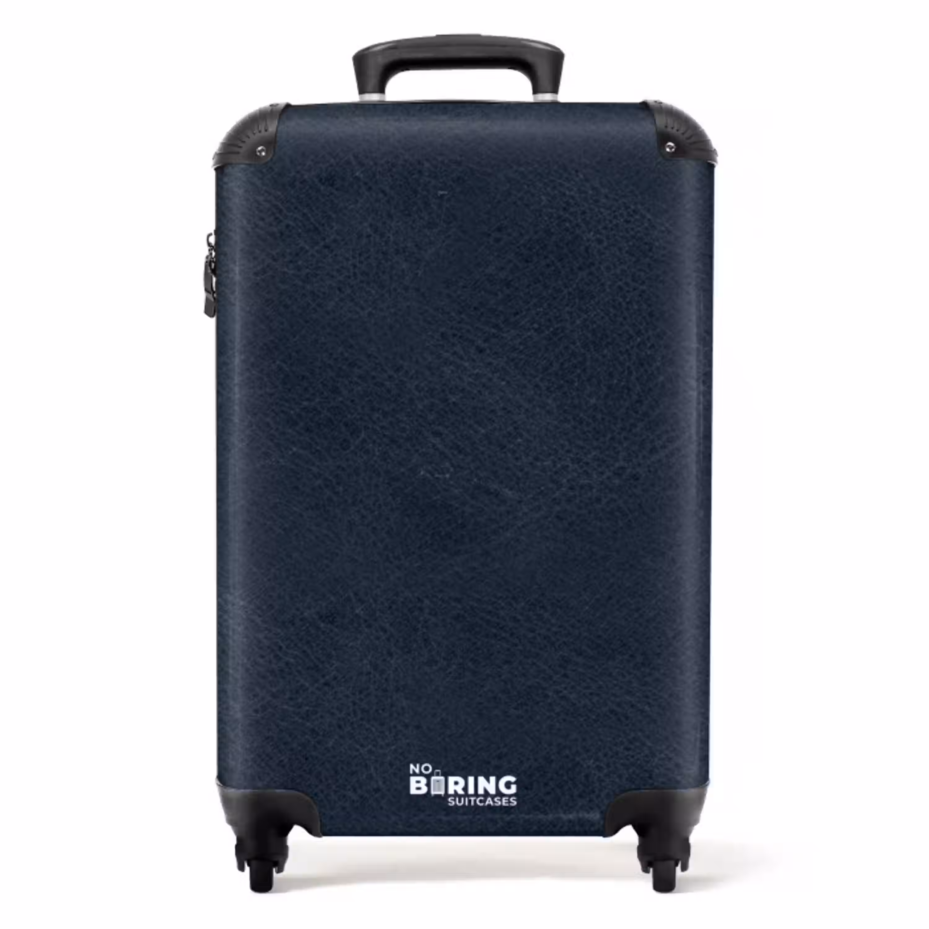 Lederen look navy blauw NBS - Handbagage koffer - Volwassenen Unisex middel -productfoto_recht