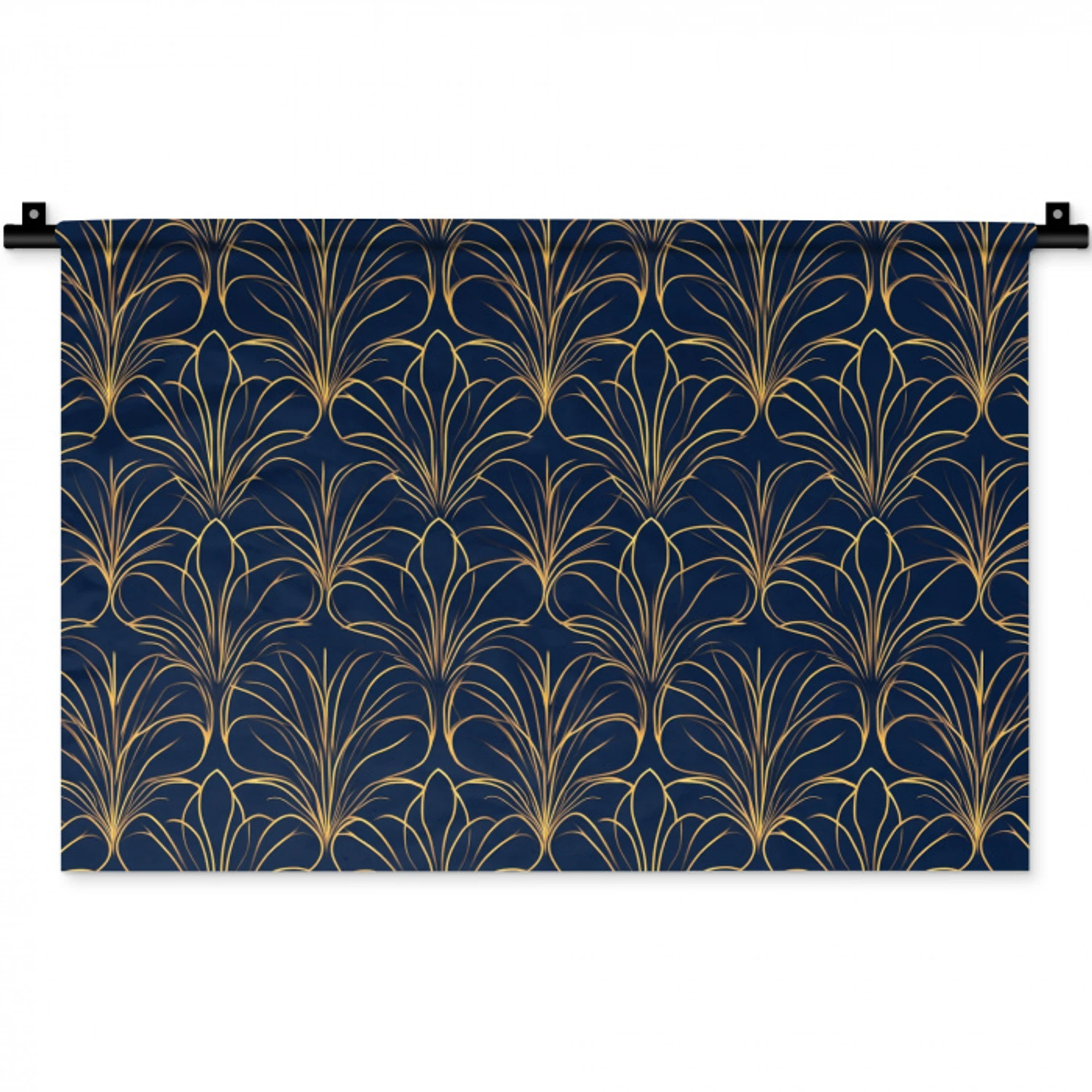 Deco - Waaier - Blauw Wandkleed katoen klein 269 -zz3d