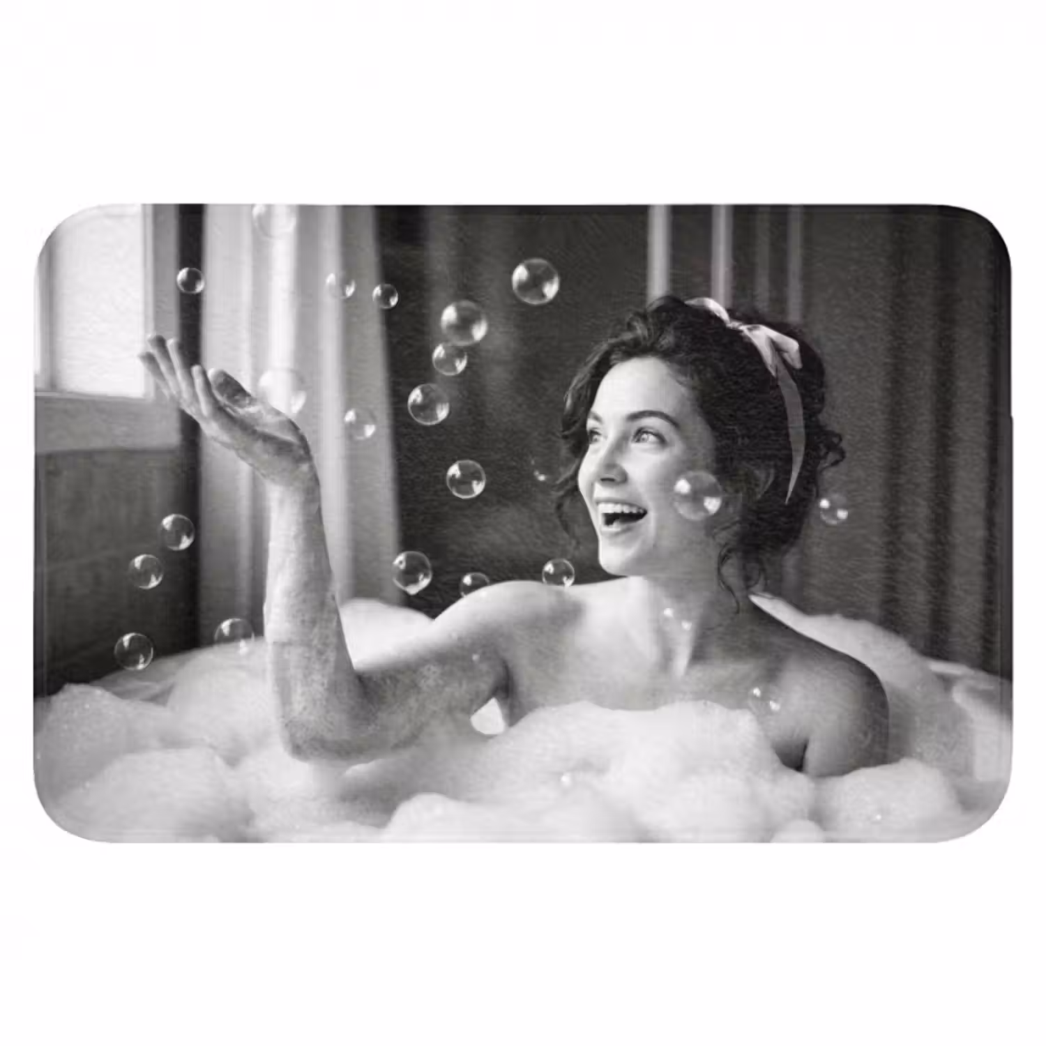 Badematte - Bad - Seifenblasen - Schwarz - Weiß