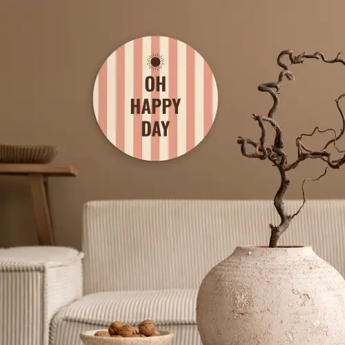 Quote - Zomer - Strepen Wandcirkel plexiglas klein -sfeer1