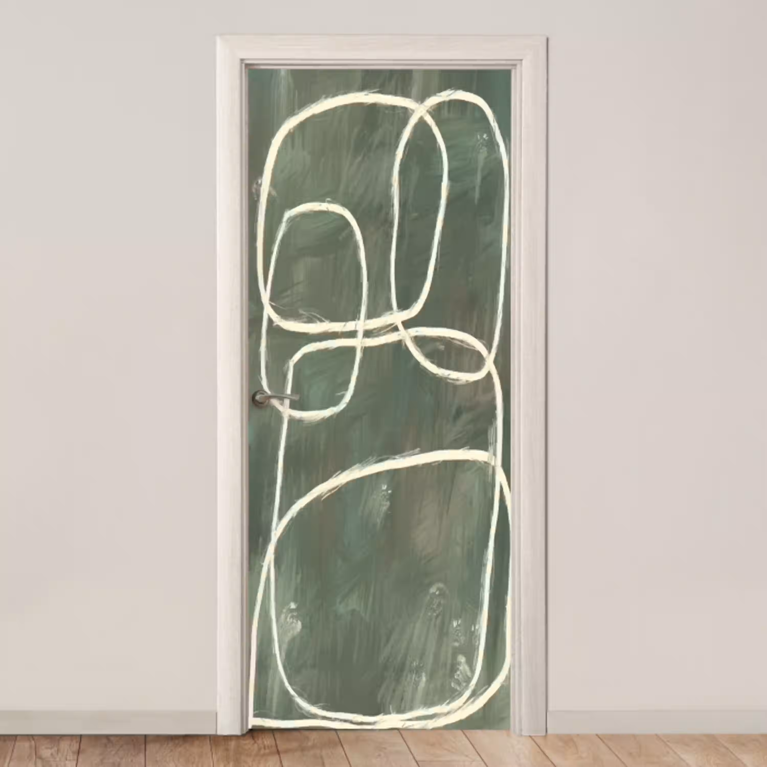 Abstract - Groen - Kunst - Modern deurposter klein -3d_beige