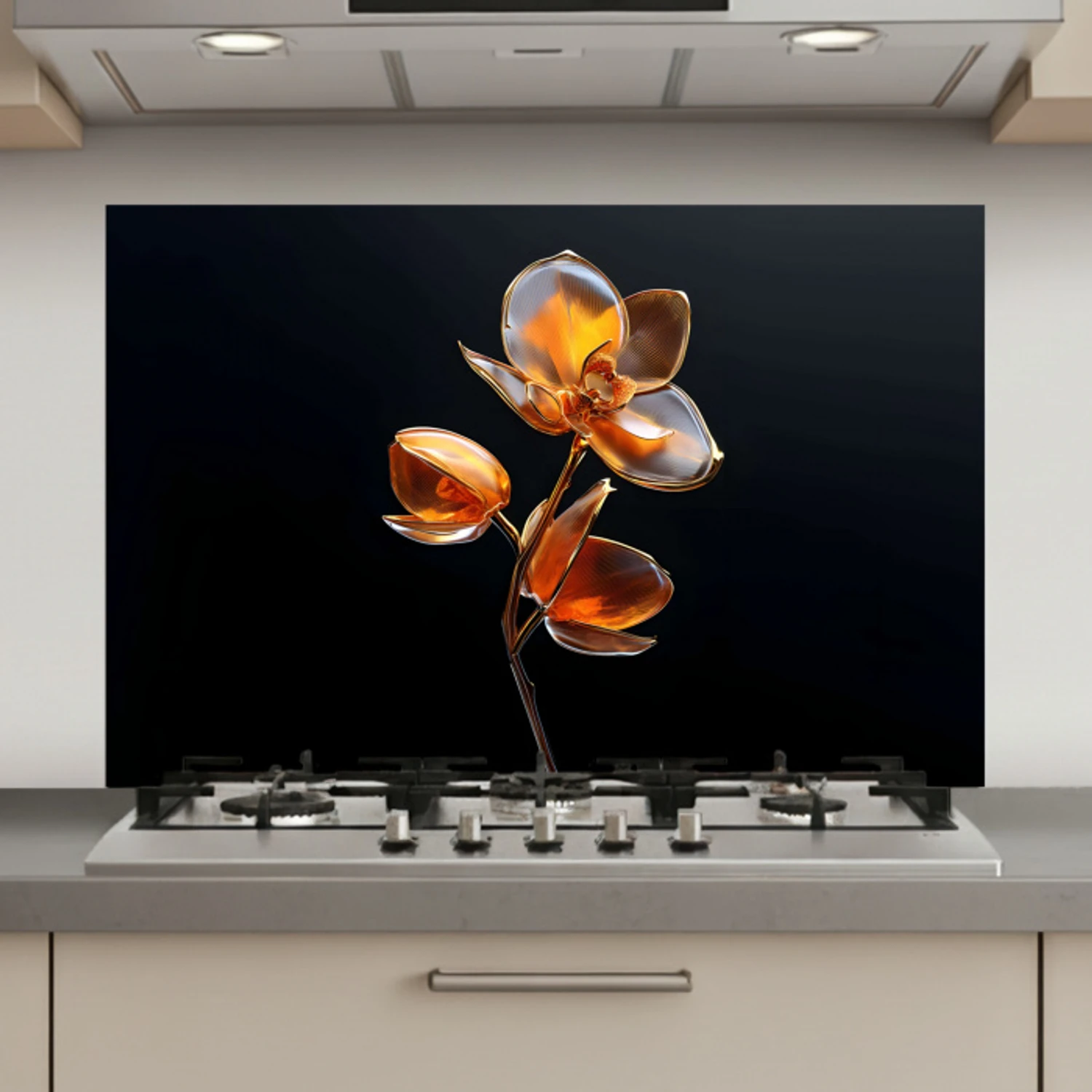 Bloem - Orchidee - Oranje keuken achterwand spatscherm klein -3d_website