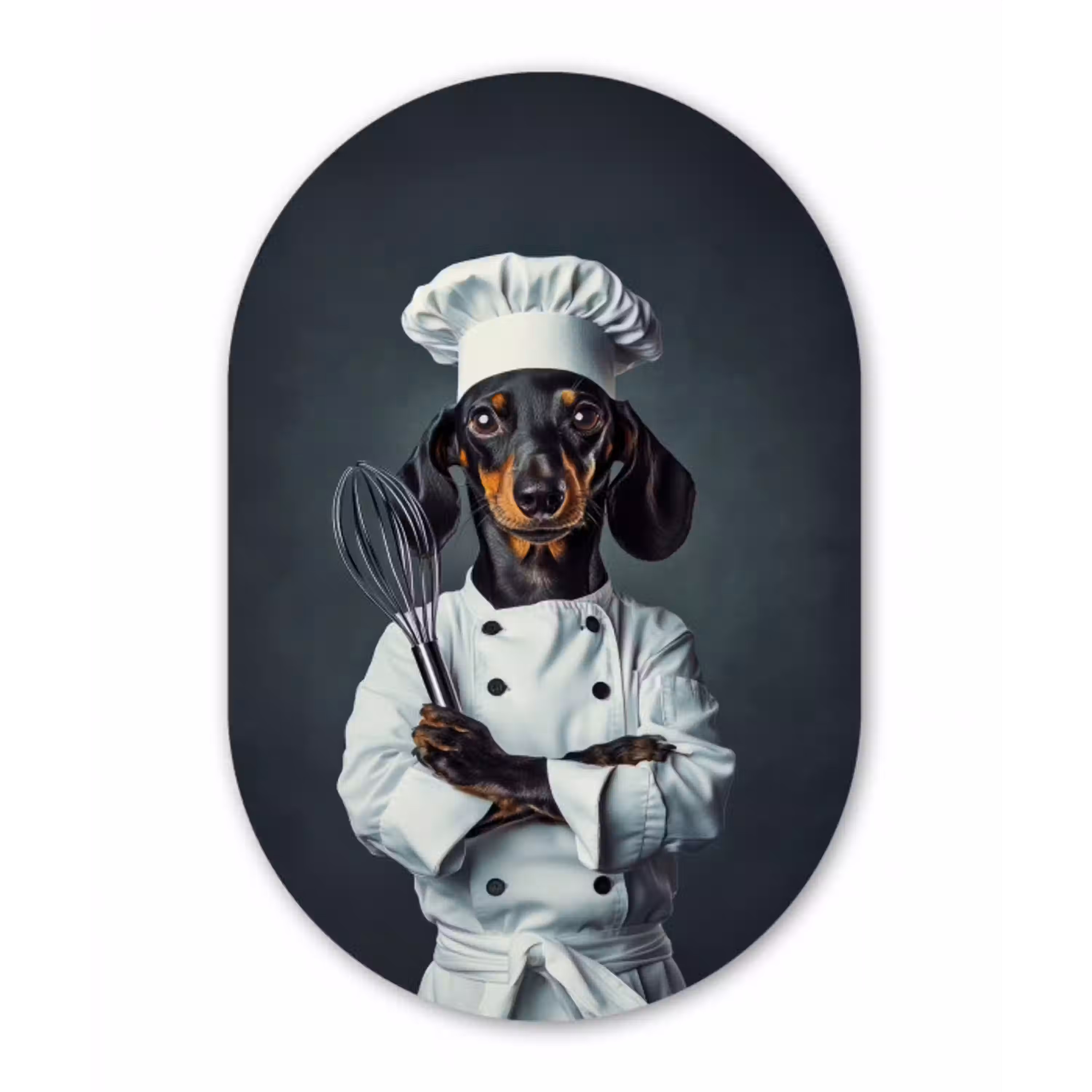 Hond - Garde - Kok Wandcirkel Ovaal Aluminium middel -3d