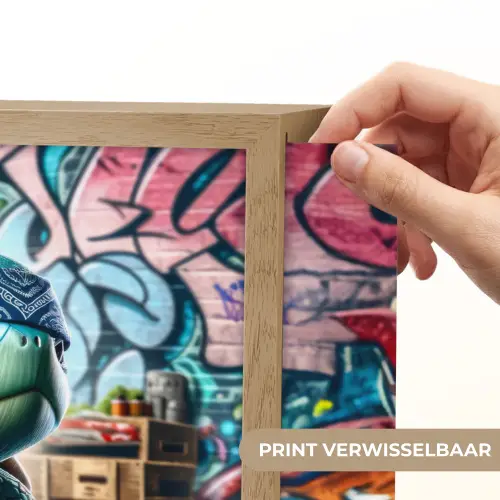Schildpad - Graffiti - Skateboard - Jongens Light Box met batterij (Wandlamp kind) middel -USP_websiteprintNL
