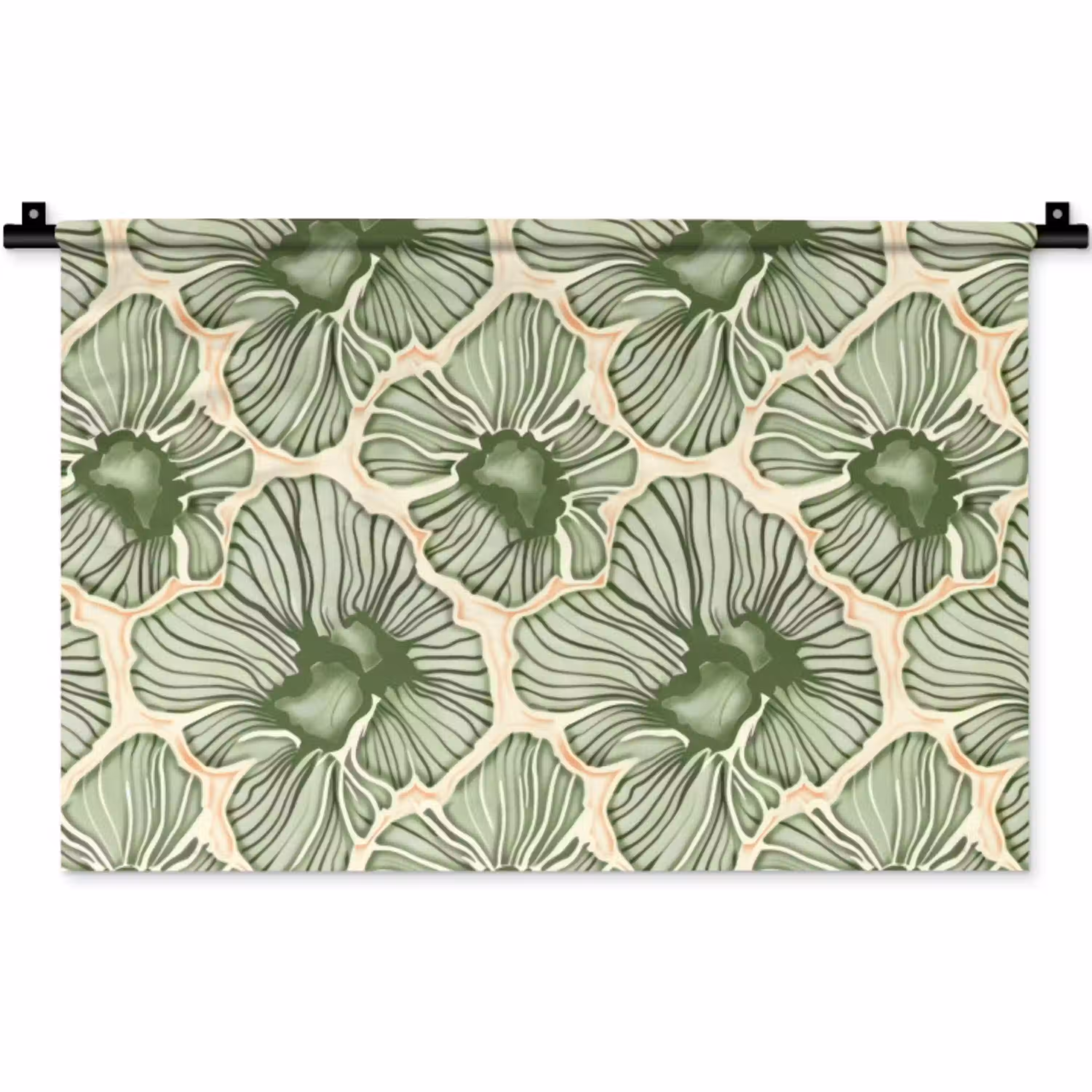 Groen - Botanisch - Bloemen - Organisch - Patroon Wandkleed katoen klein 269 -zz3d