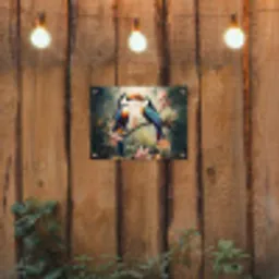 Toekan - Vogels - Bloemen - Natuur - Jungle tuinposter los doek klein -sfeer1