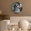 Golden Retriever - Hond - Vrolijk -  Bord spaghetti - Zwart - wit Akoestische PET Vilt - Rond klein -sfeer1