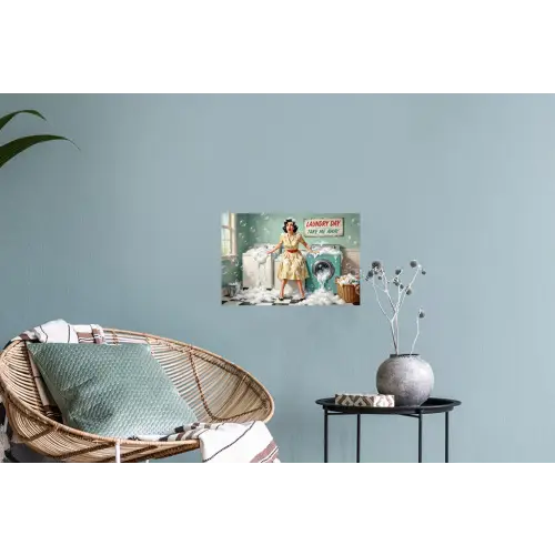 Retro - Blauw - Vrouw Muursticker klein -plant