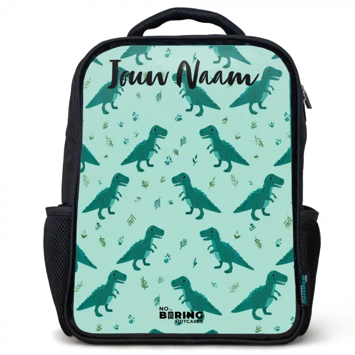 Dinos - Patroon - Groen Rugzak - Zwart middel -3d
