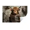 Schotse hooglander - Toilet - Krant - Badkamer Muursticker klein -3d