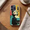 Vrouw - Rode lippen - Abstracte kleurvlakken - Popartuistraling Telefoonhoesje iPhone 17 Pro klein -sfeer1