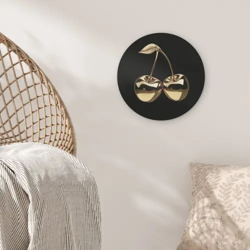Kersen - Zwart - Goud - Chrome Akoestische PET Vilt - Rond klein -sfeer4